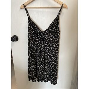 Trixxi Black Floral Cottagecore Feminine Boho Soft Dress Peekaboo Bust Size Xl